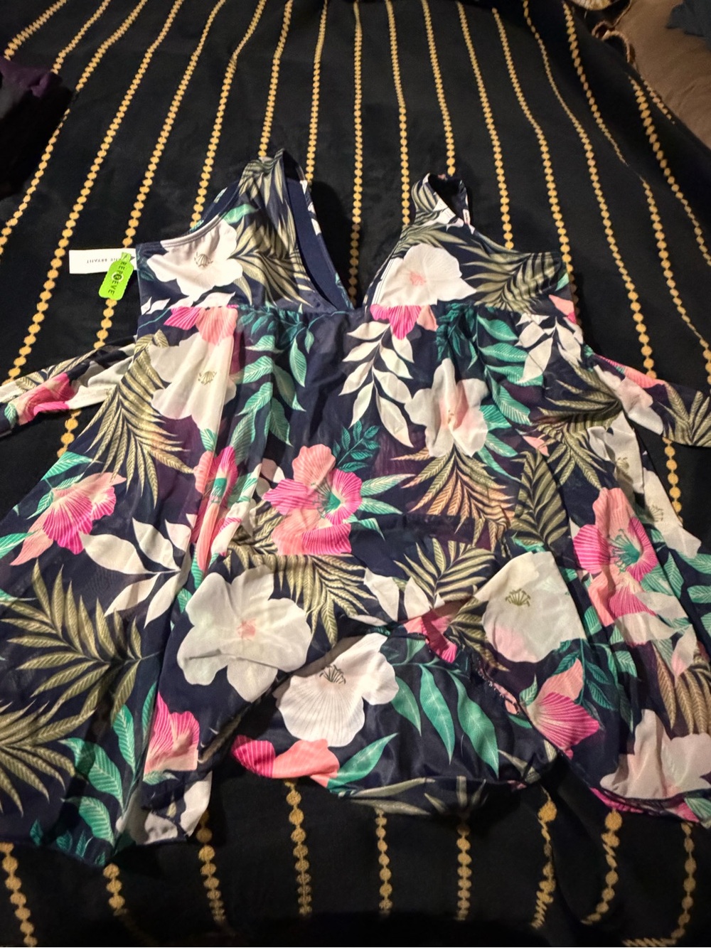 Lane Bryant Navy Tropical Floral One-Piece Swimsuit